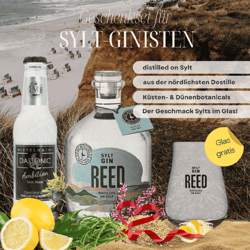 Sylt-Ginisten Geschenkset - Longdrink-Glas geschenkt! - Gin+Tonic-Glas-